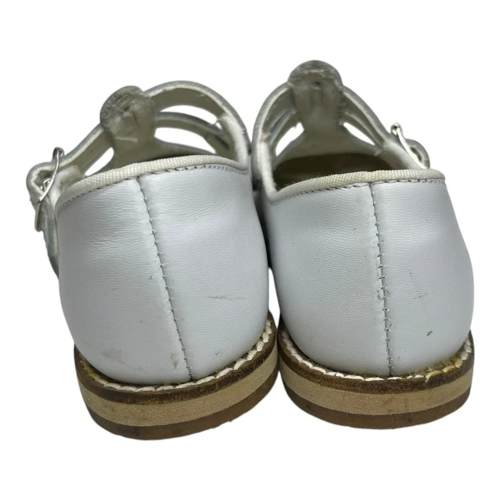 Amilio 7.5 White Leather Mary Jane Double Buckle Perforated Vintage Coquette